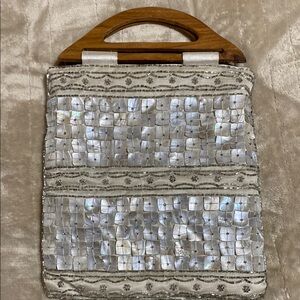 Elegant Silver Beaded Women's Bag